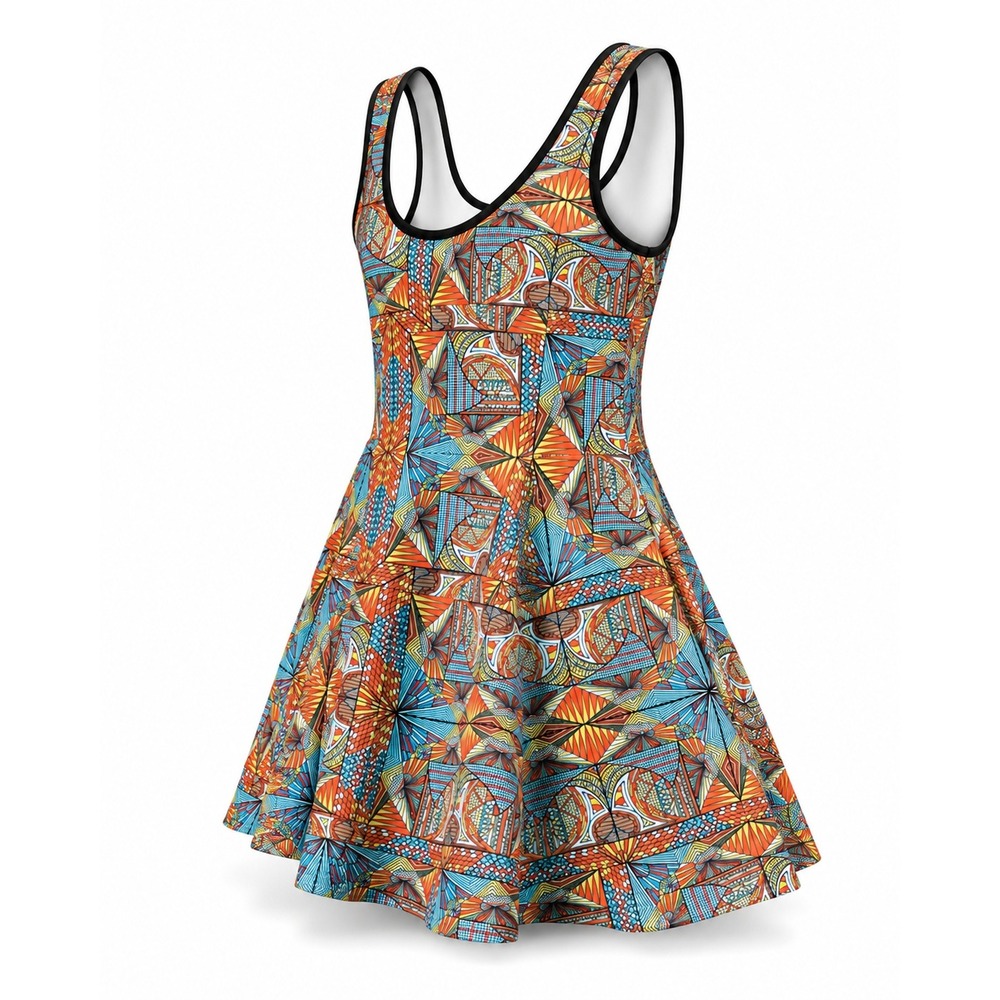 Clover Canyon Skater Dress Womens Small Multicolor Good Geometric Neoprene USA